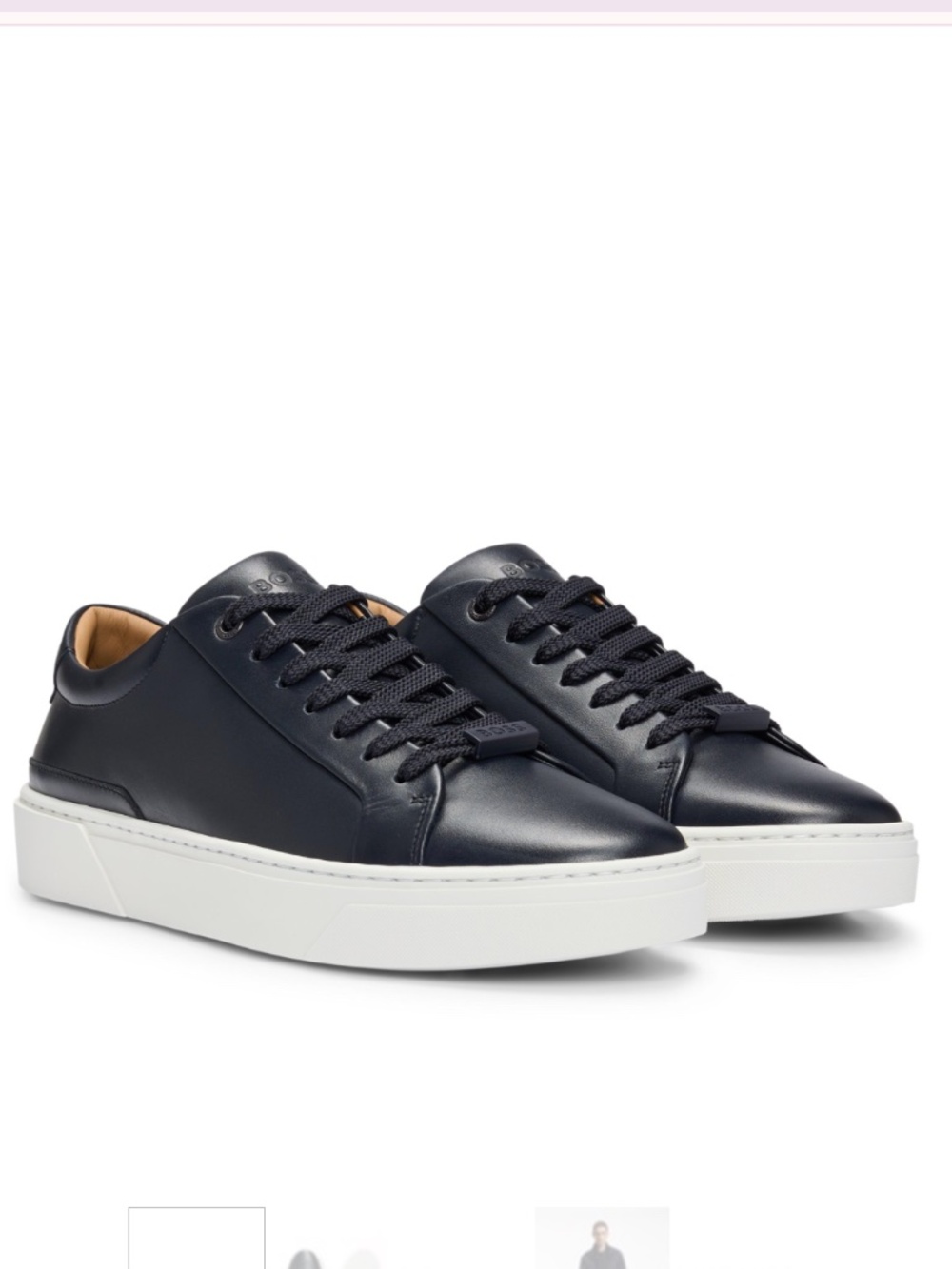 Hugo Boss Navy Leather Sneakers in Size 43